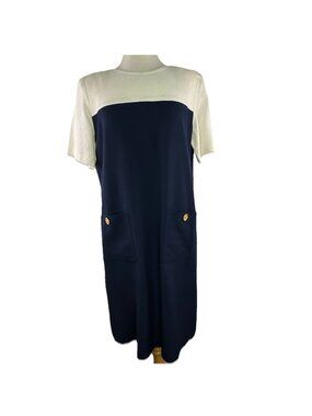 Sandra Ow-Wing Sz 14 Linen Blend Colorblock Retro 80s USA Made Shoulder Pads